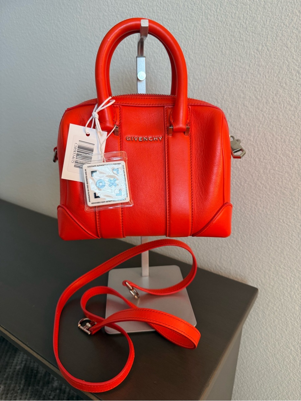 Givenchy Mini Lucrezia Orange Calfskin Crossbody Satchel Bag Auth